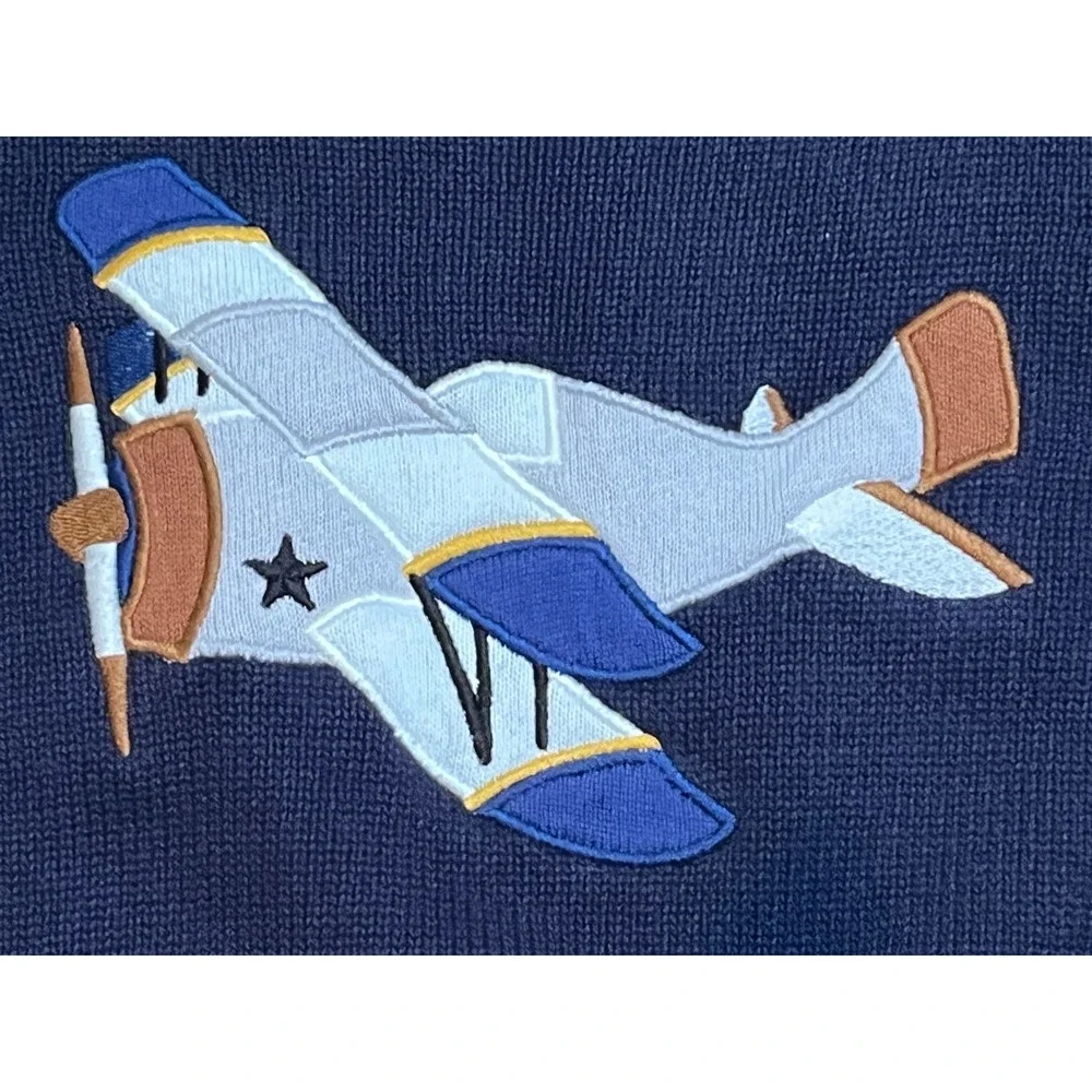 Gymboree Airplane Sweater Toddler 3T Navy Blue Knit Pilot Elbow Patches Pullover